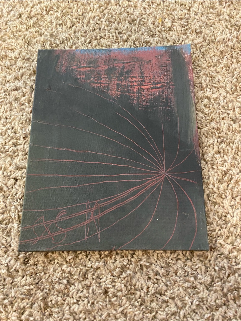 Abstract Black and Red Burst Wall Art